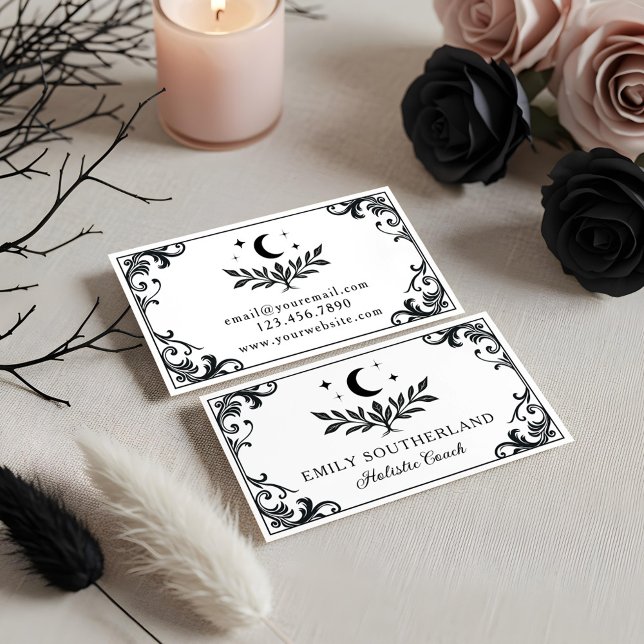 Elegant Flourish Gothic Nature Holistic Coaches Business Card (Elegant Flourish Gothic Nature Holistic Coaches Business Card)