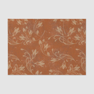 Elegant Flourish Leaves Burnt Orange Grunge Tissue Paper