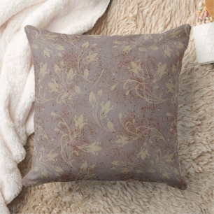 Elegant Flourish Leaves Grey Grunge Cushion