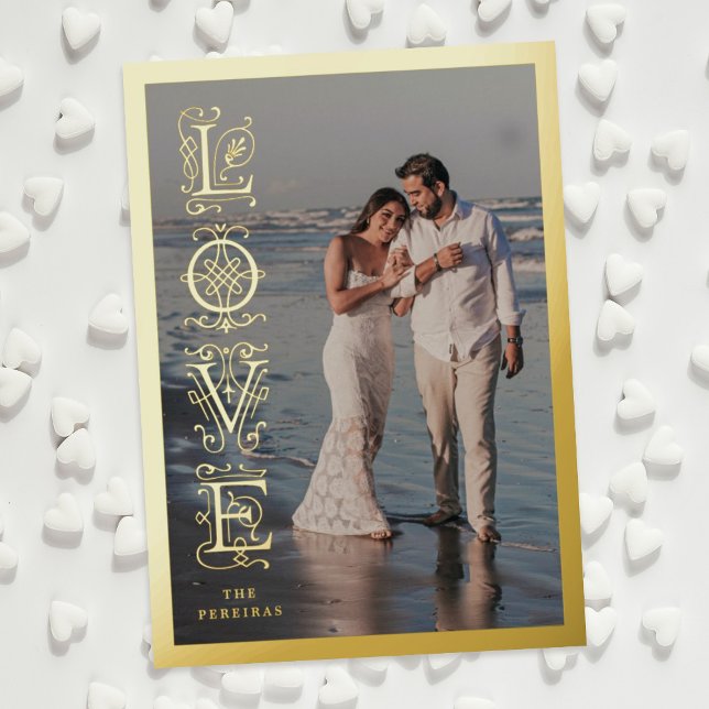 Elegant Flourish Love Foil Valentine's Day Card (Creator Uploaded)