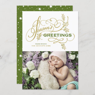 Elegant Flourish Photo Season's Greetings Holiday Card