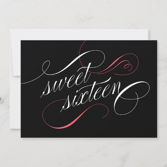 Elegant Flourish Sweet 16 Party Invitations (Front)