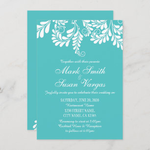 Elegant Flourish Turquoise Wedding Invitation