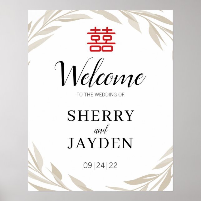 Elegant Flourish Turquoise Wedding Welcome Poster (Front)