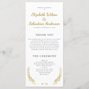 Elegant Flourish White Wedding Program