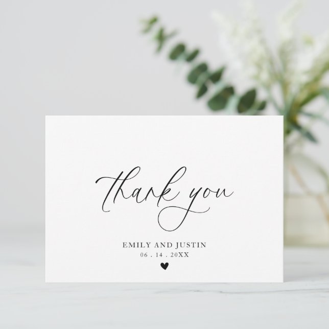Elegant Flourished Calligraphy Script Thank You Card (Standing Front)