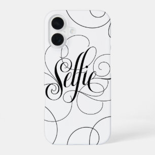 Elegant Flourished Lettering Selfie Calligraphy iPhone 16 Case