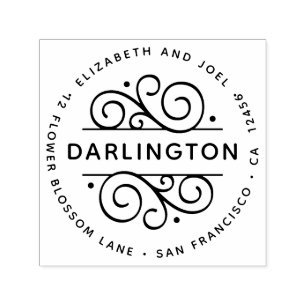 Elegant Flourished Round Classic Return Address Self-inking Stamp
