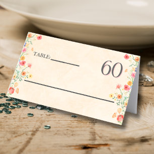 Elegant Flower 60 Years Party Floral 60th Birthday Place Card