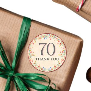 Elegant Flower 70 Years Party Floral 70th Birthday Classic Round Sticker