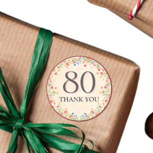 Elegant Flower 80 Years Party Floral 80th Birthday Classic Round Sticker