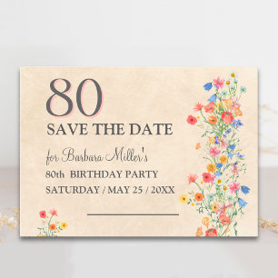 Elegant Flower 80 Years Party Floral 80th Birthday Save The Date