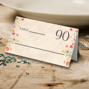 Elegant Flower 90 Years Party Floral 90th Birthday Place Card