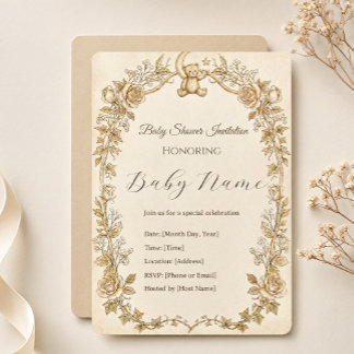 elegant flower baby shower invitations