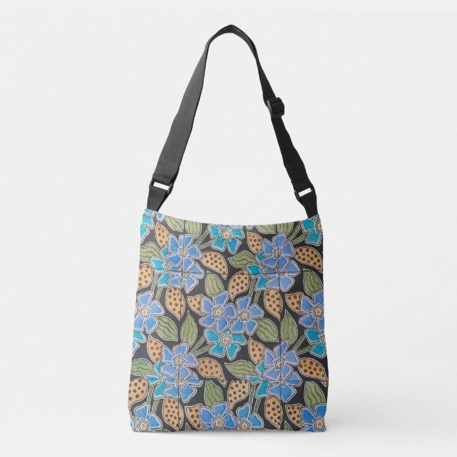 Elegant Flower Blue Periwinkle Floral Classic Crossbody Bag (Front)