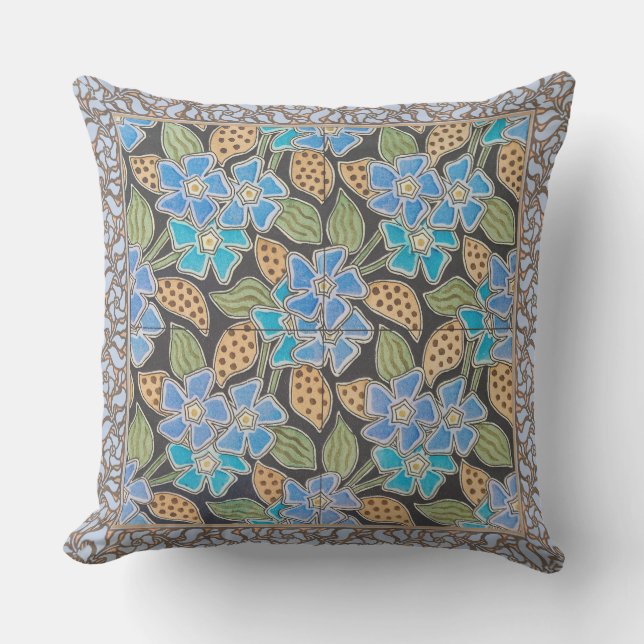 Elegant Flower Blue Periwinkle Floral Classic Cushion (Front)