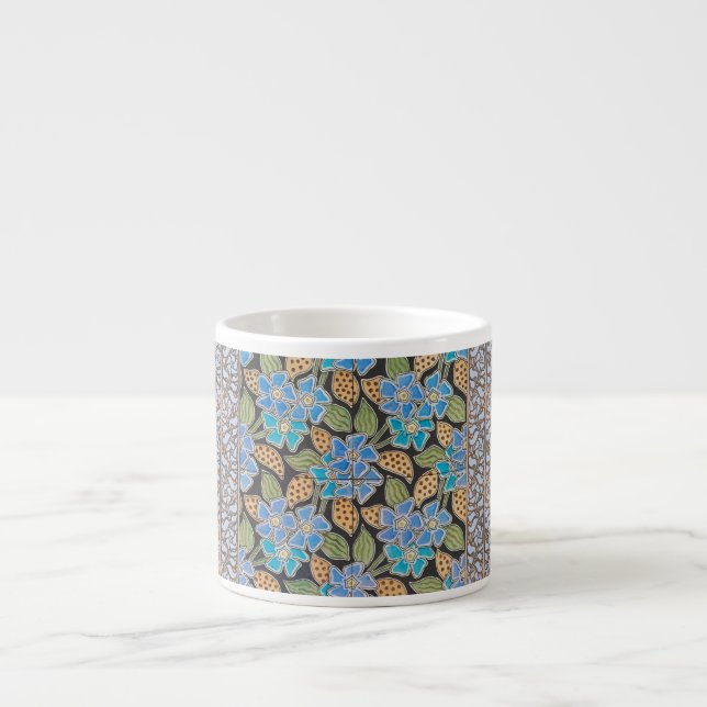 Elegant Flower Blue Periwinkle Floral Classic Espresso Cup (Front)