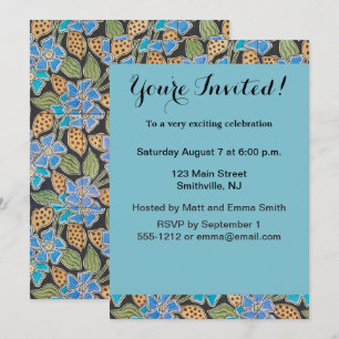 Elegant Flower Blue Periwinkle Floral Classic Invitation