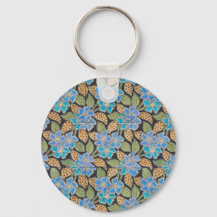 Elegant Flower Blue Periwinkle Floral Classic Key Ring