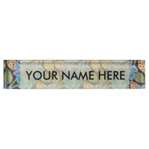 Elegant Flower Blue Periwinkle Floral Classic Nameplate