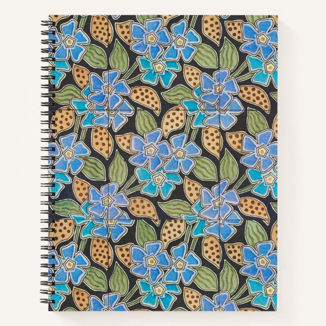 Elegant Flower Blue Periwinkle Floral Classic Notebook (Front)