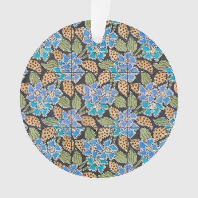 Elegant Flower Blue Periwinkle Floral Classic Ornament (Front)