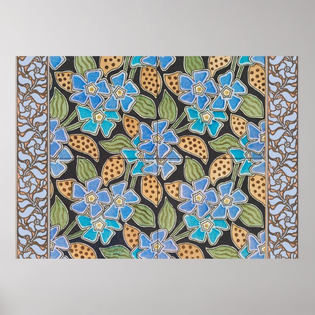 Elegant Flower Blue Periwinkle Floral Classic Poster (Front)