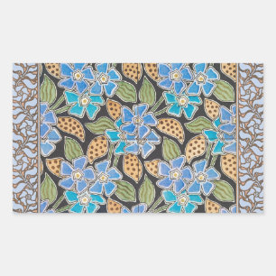 Elegant Flower Blue Periwinkle Floral Classic Rectangular Sticker