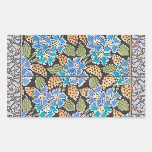 Elegant Flower Blue Periwinkle Floral Classic Rectangular Sticker (Front)