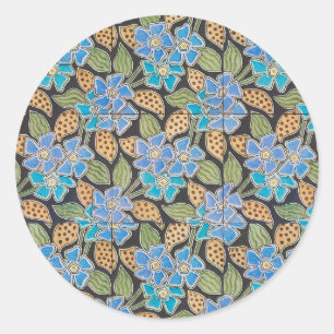 Elegant Flower Blue Periwinkle Floral Classic Round Sticker