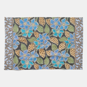 Elegant Flower Blue Periwinkle Floral Classic Tea Towel