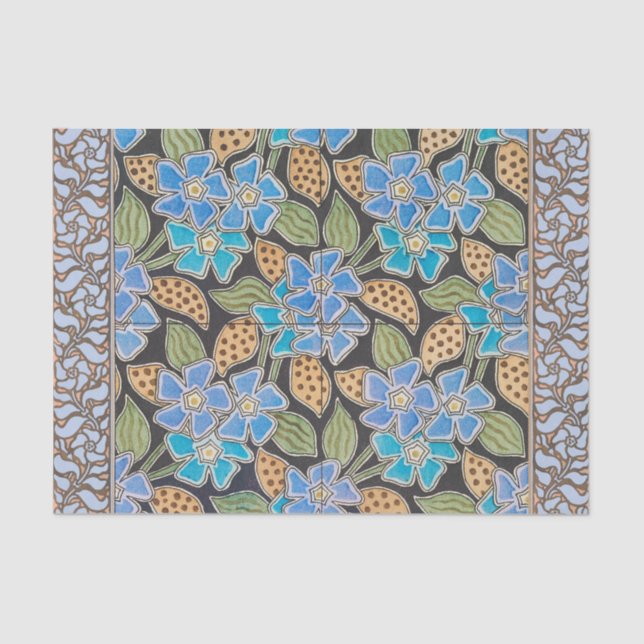 Elegant Flower Blue Periwinkle Floral Classic Tissue Paper (Front)