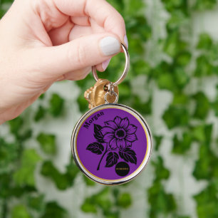 Elegant Flower Custom Sobriety Gift Key Ring