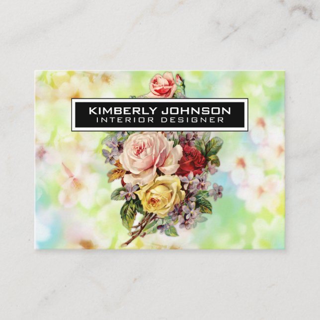 Elegant Flower Design Business Card 3.5x2.5 (Front)