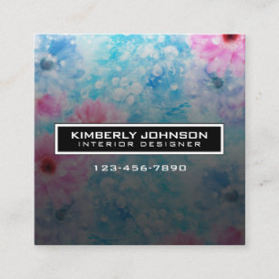 Elegant Flower Design Minimalist Editable Square B Business Card
