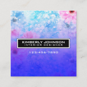 Elegant Flower Design Minimalist Editable Square B Square Business Card