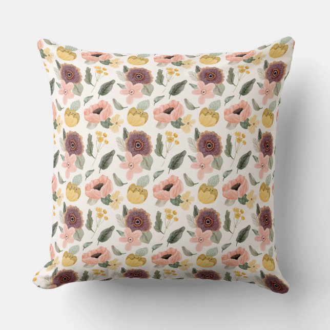 Elegant Flower Design Throw Pillow (Front)