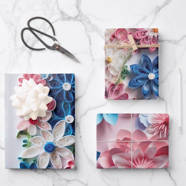 Elegant Flower Design Wrapping Paper (Front)