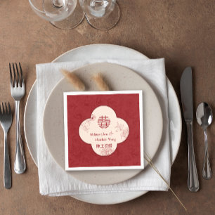 Elegant Flower Double Xi Chinese Wedding Napkin