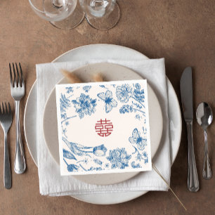Elegant Flower Double Xi Chinese Wedding Napkin