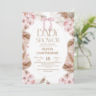 Elegant Flower Dusty Pink Whimsical Baby Shower Invitation