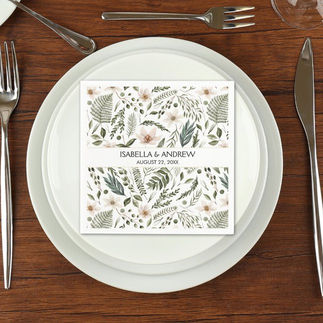Elegant Flower Garden Floral Botanical Pattern Napkin (In situ Wedding reception)