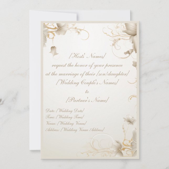 Elegant Flower Gold Chic Gala invitation  (Front)