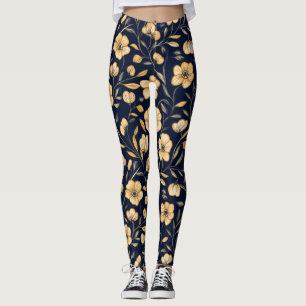 Elegant Flower Gold Pattern Leggings