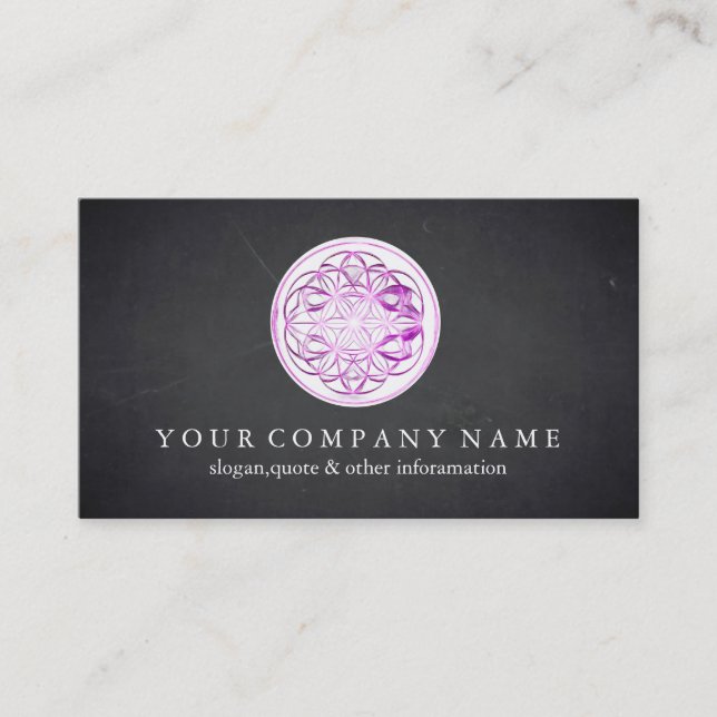 Elegant Flower Of Life New Age Spiritual Healer Business Card (Front)