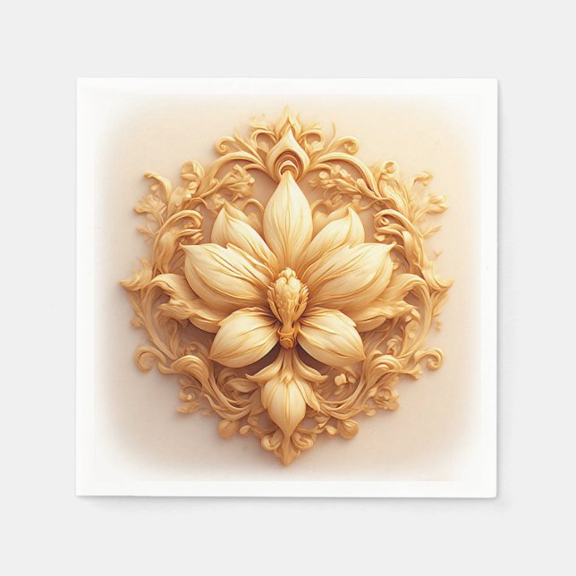 Elegant Flower on Ornate Background Napkin (Front)