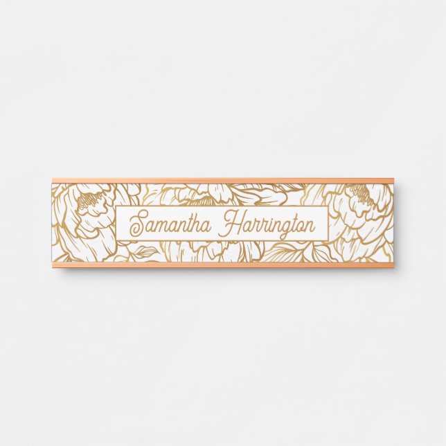 Elegant Flower Pattern custom name Door Sign (Front)