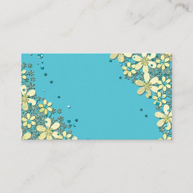 Elegant, flower pattern, yellow flowers business card (Front)