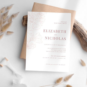 Elegant Flower Pink Wedding Invitation