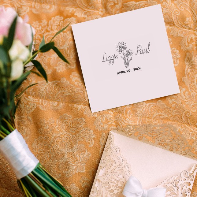 Elegant Flower Script Save the Date Rubber Stamp (Creator Uploaded)